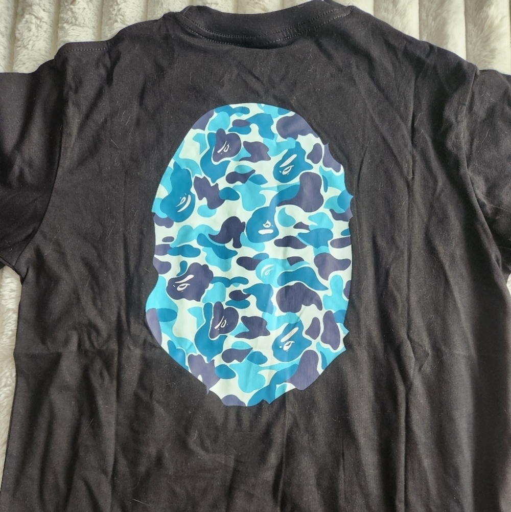 Bape Camo Ape Face Black And Blue T-Shirt Mens Size Large - Picture 6 of 6